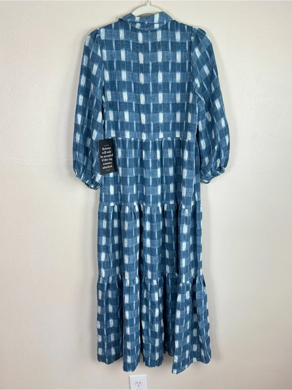 Tuckernuck Pomander Place Blue Ikat Mabel Tiered Maxi Dress Women’s Size XS NWT - Picture 9 of 11